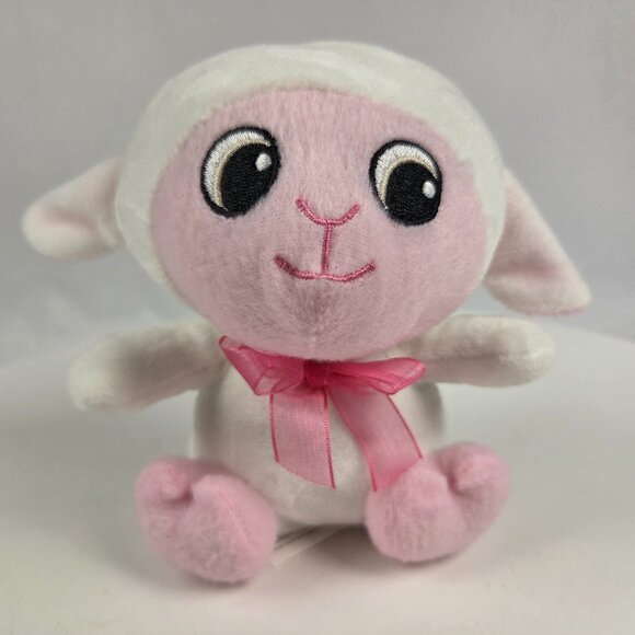 Fuzzy Friends Lamb Pink & White 6” Plush Stuffed Animal Greenbrier International - Picture 1 of 4